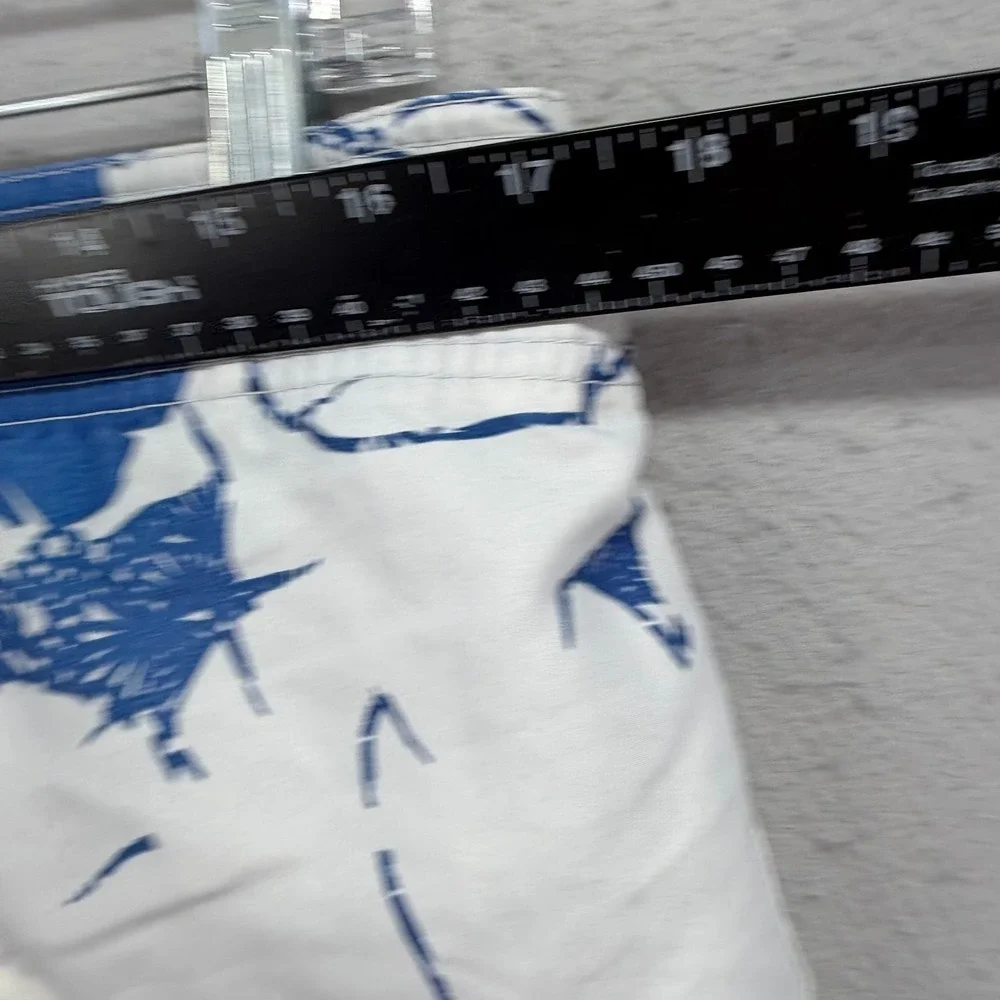 Quiksilver Swim Trunks Men Small Blue White Floral Beach Board Shorts Lined Y2K